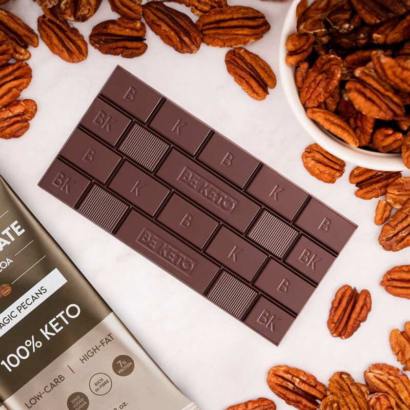 Chocolat végétalien keto + huile mct - noix de pécan magiques 80g
