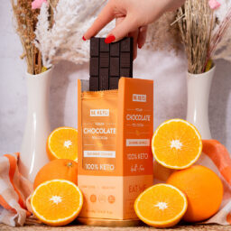 Chocolat végétalien keto + huile mct – orange ensoleillée 80g