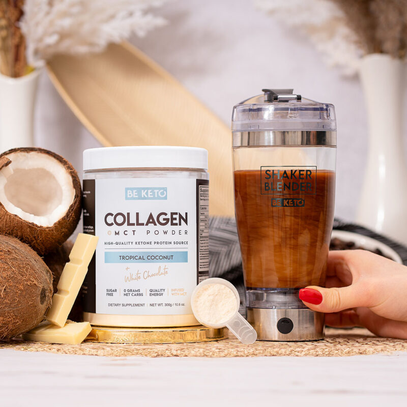 Collagène keto + huile mct – noix de coco & chocolat blanc 300g