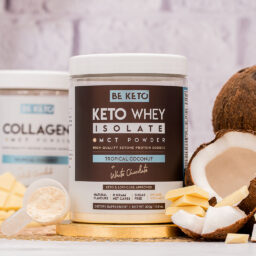Isolat de whey keto + huile mct – noix de coco & chocolat blanc 300g