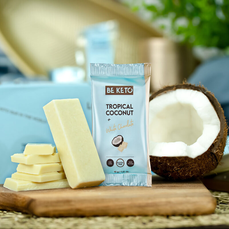 Keto-Bar-Tropical-Coconut1.jpg Barre Keto - Noix de Coco & Chocolat Blanc 40g