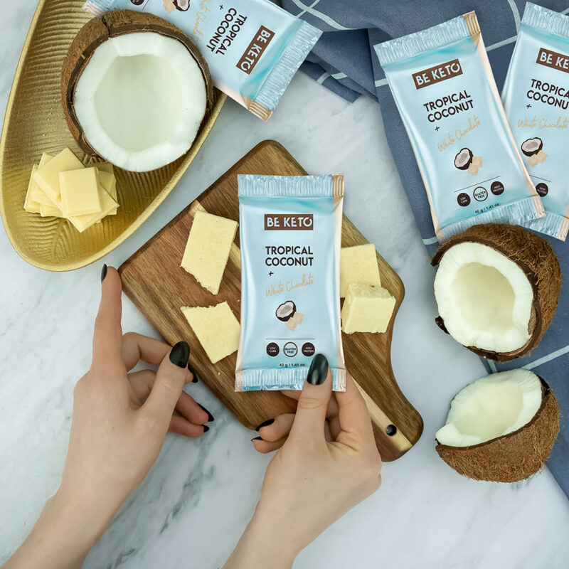 Keto-Bar-Tropical-Coconut2.jpg Barre Keto - Noix de Coco & Chocolat Blanc 40g