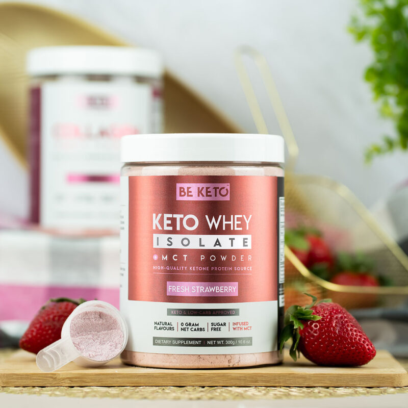 Isolat de Whey Keto + Huile MCT – Fraise Fraîche 300g
