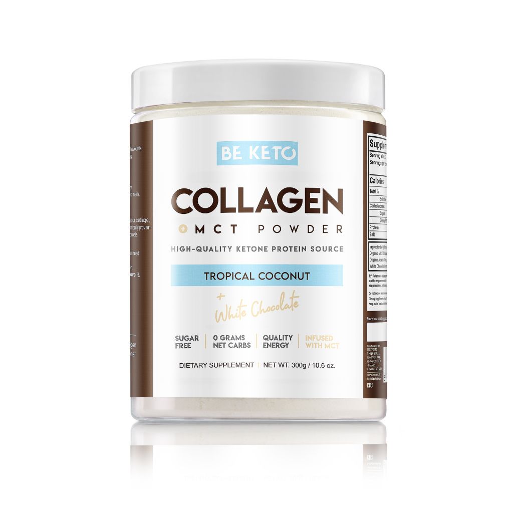 Collagène Keto + Huile MCT – Noix de Coco & Chocolat Blanc 300g