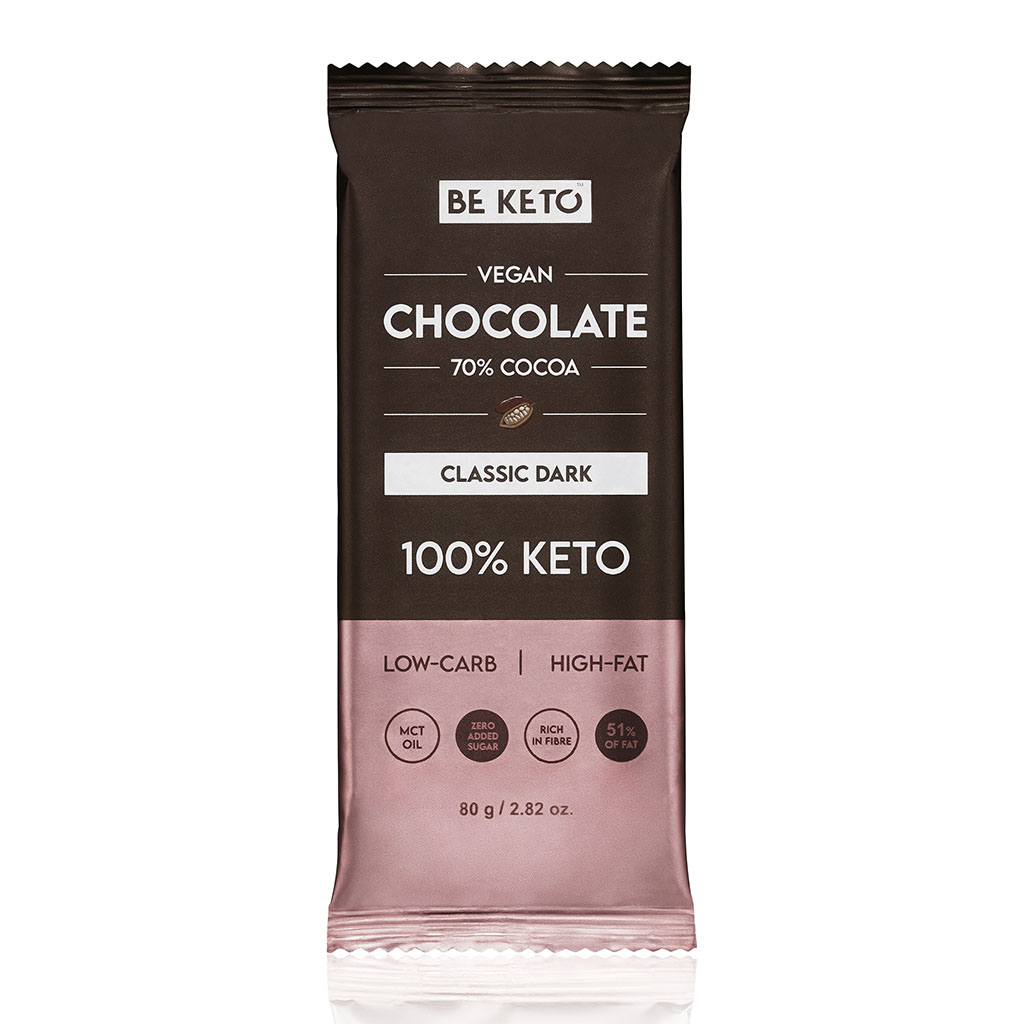 Chocolat Végétalien Keto + Huile MCT – Noir Classique 80g