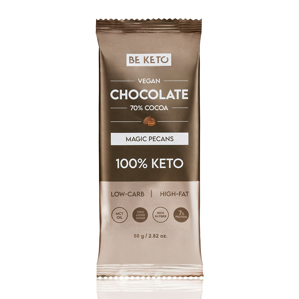 Chocolat Végétalien Keto + Huile MCT - Noix de Pécan Magiques 80g