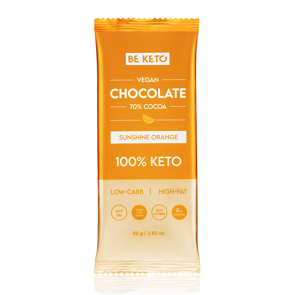 Chocolat Végétalien Keto + Huile MCT – Orange Ensoleillée 80g