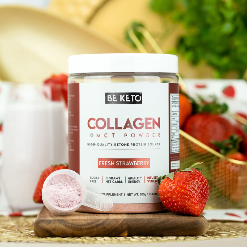 Collagène keto + huile mct – fraise fraîche 300g