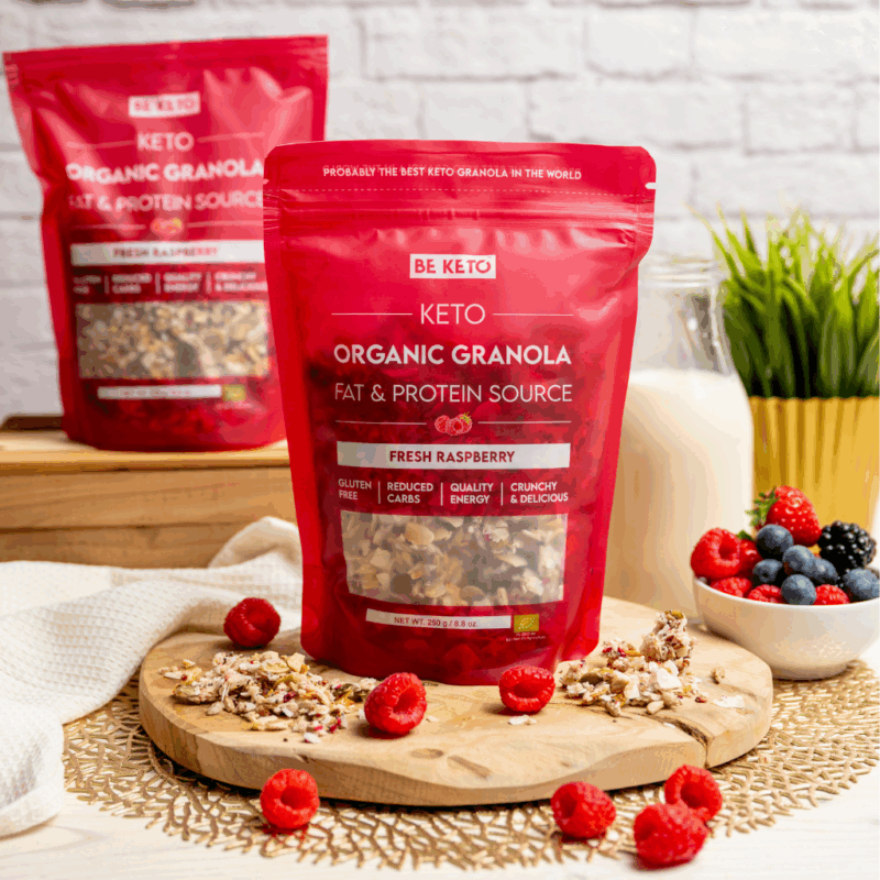 Kompozycja-Granola-Malina Granola Keto BIO - Framboise Fraîche 250g