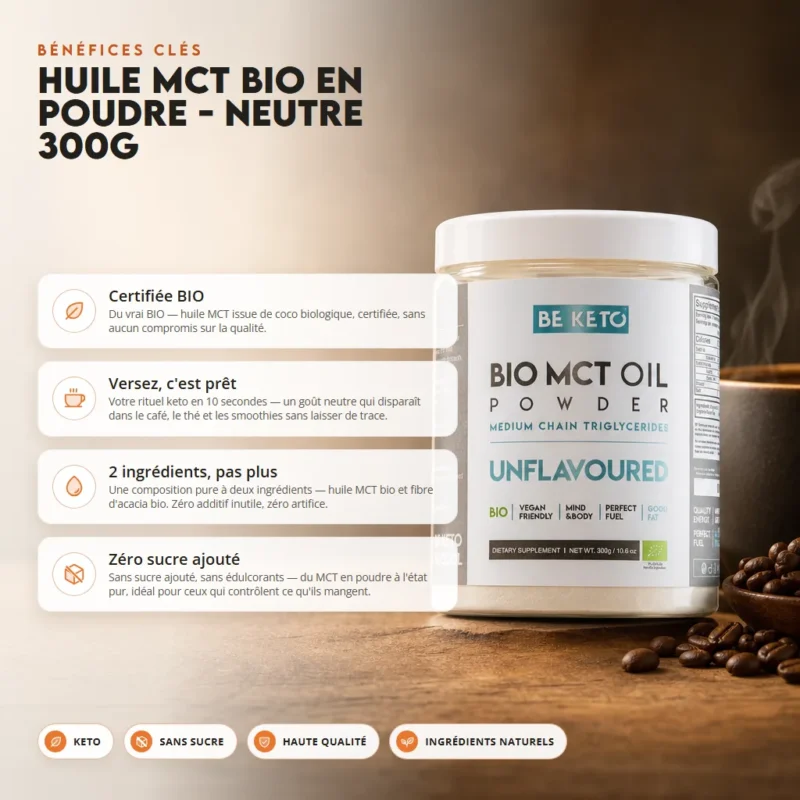 Poudre d’huile mct bio – nature 300g