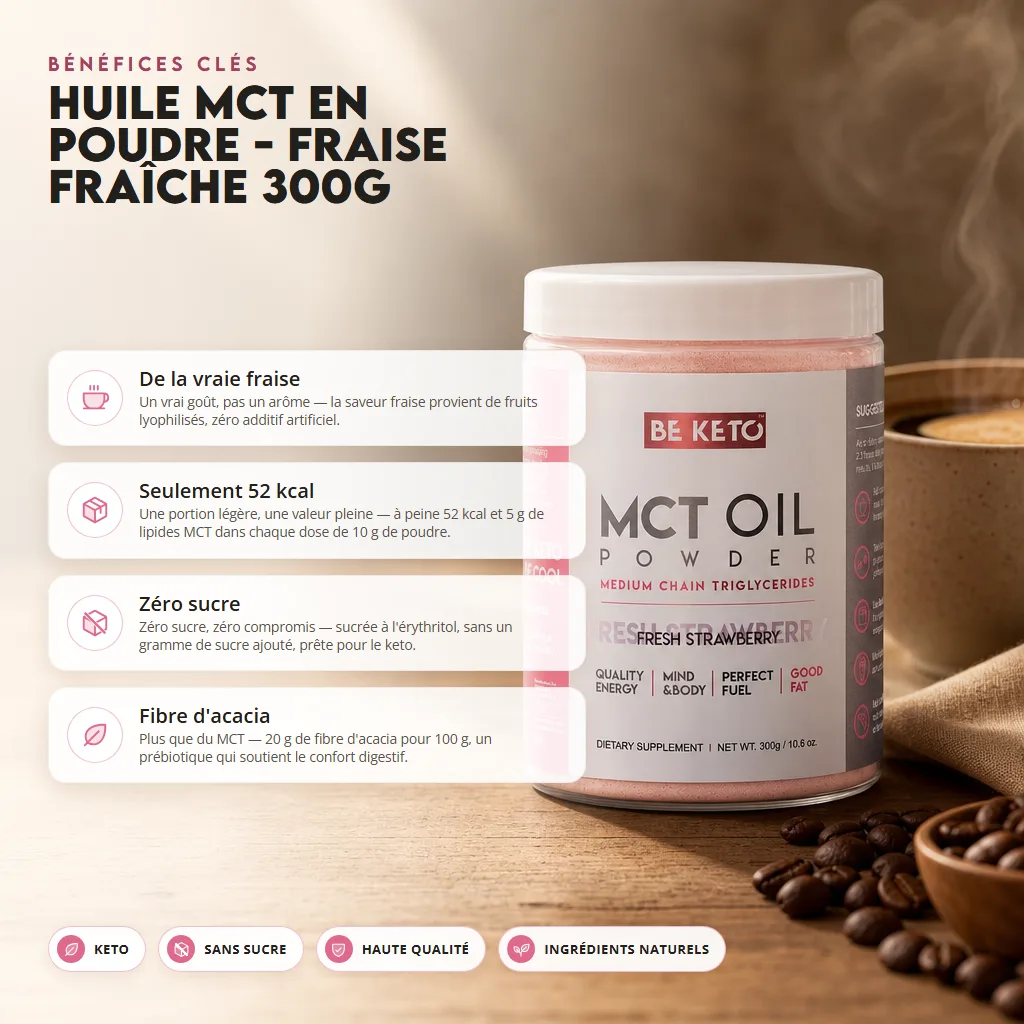Poudre d’huile MCT – Fraise Fraîche 300g