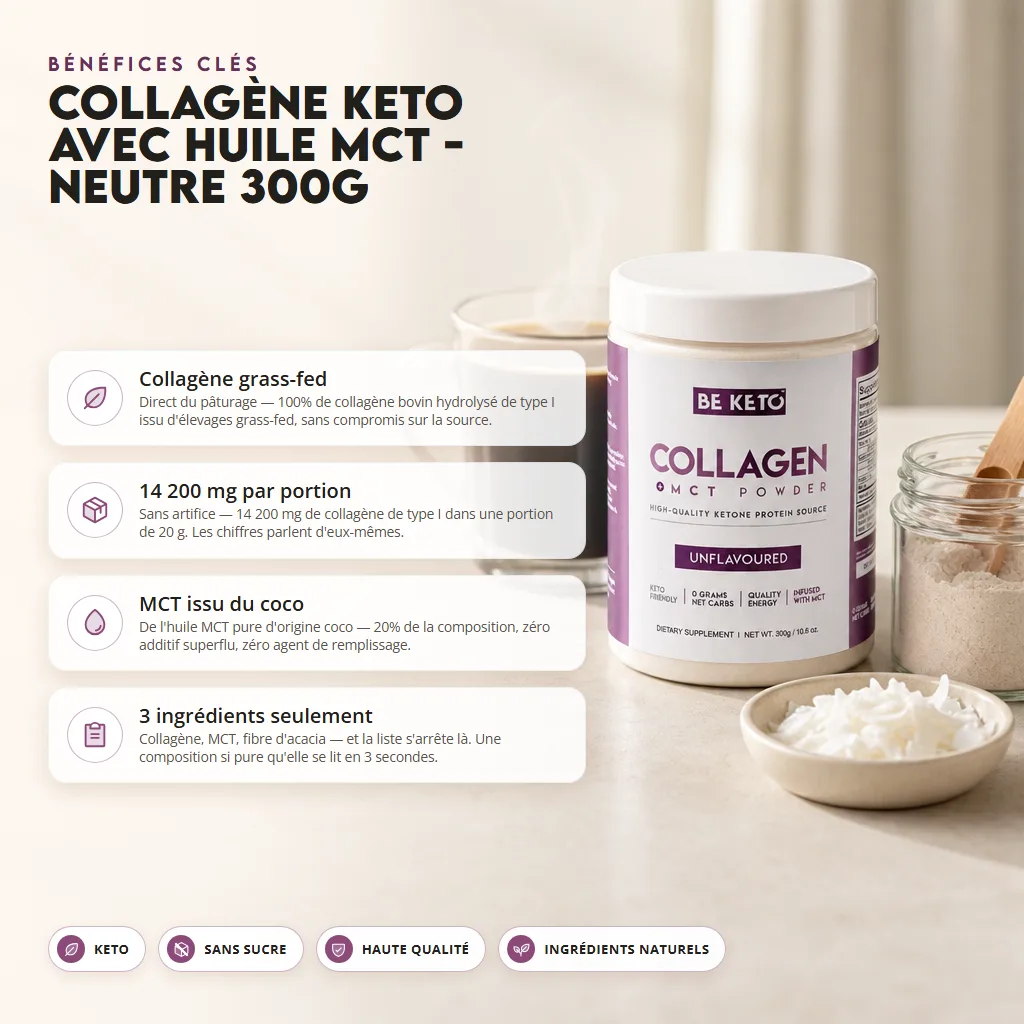 Collagène Keto + Huile MCT – Nature 300g