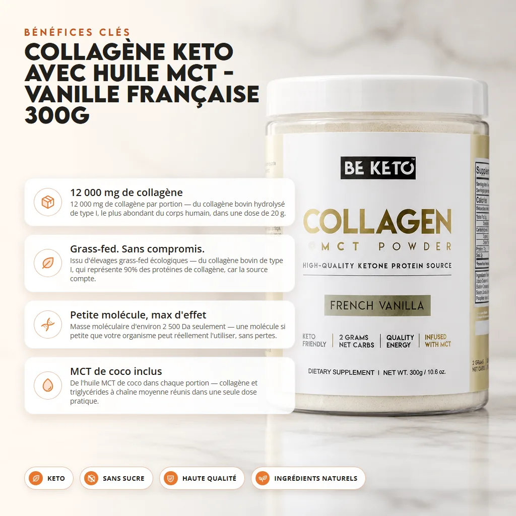 Collagène Keto + Huile MCT – Vanille Française 300g