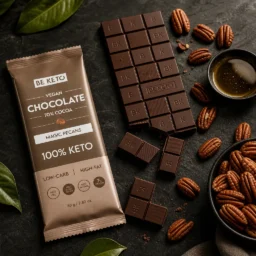 Chocolat végétalien keto + huile mct – noix de pécan magiques 80g