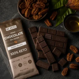 Chocolat végétalien keto + huile mct – noix de pécan magiques 80g