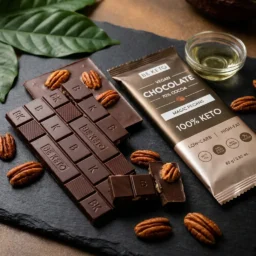 Chocolat végétalien keto + huile mct – noix de pécan magiques 80g