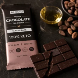 Chocolat végétalien keto + huile mct – noir classique 80g