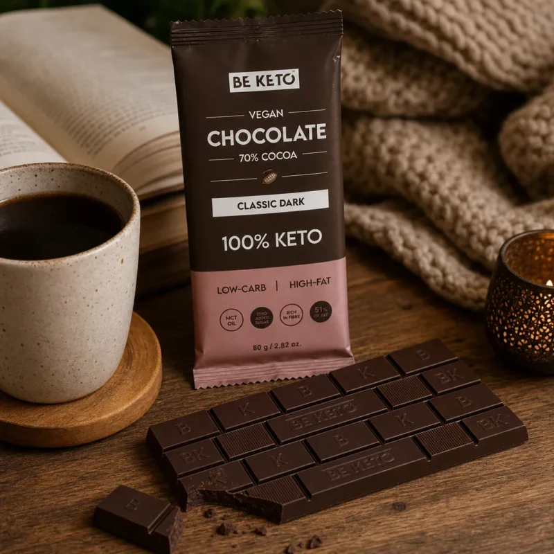 Chocolat végétalien keto + huile mct – noir classique 80g