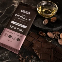 Chocolat végétalien keto + huile mct – noir classique 80g