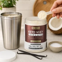 Isolat de whey keto + huile mct – vanille française 300g
