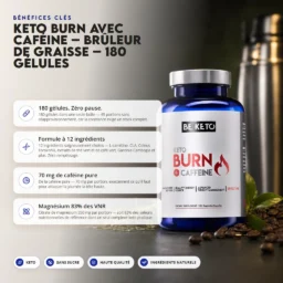 Keto burn + caféine – brûle-graisse – 180 capsules