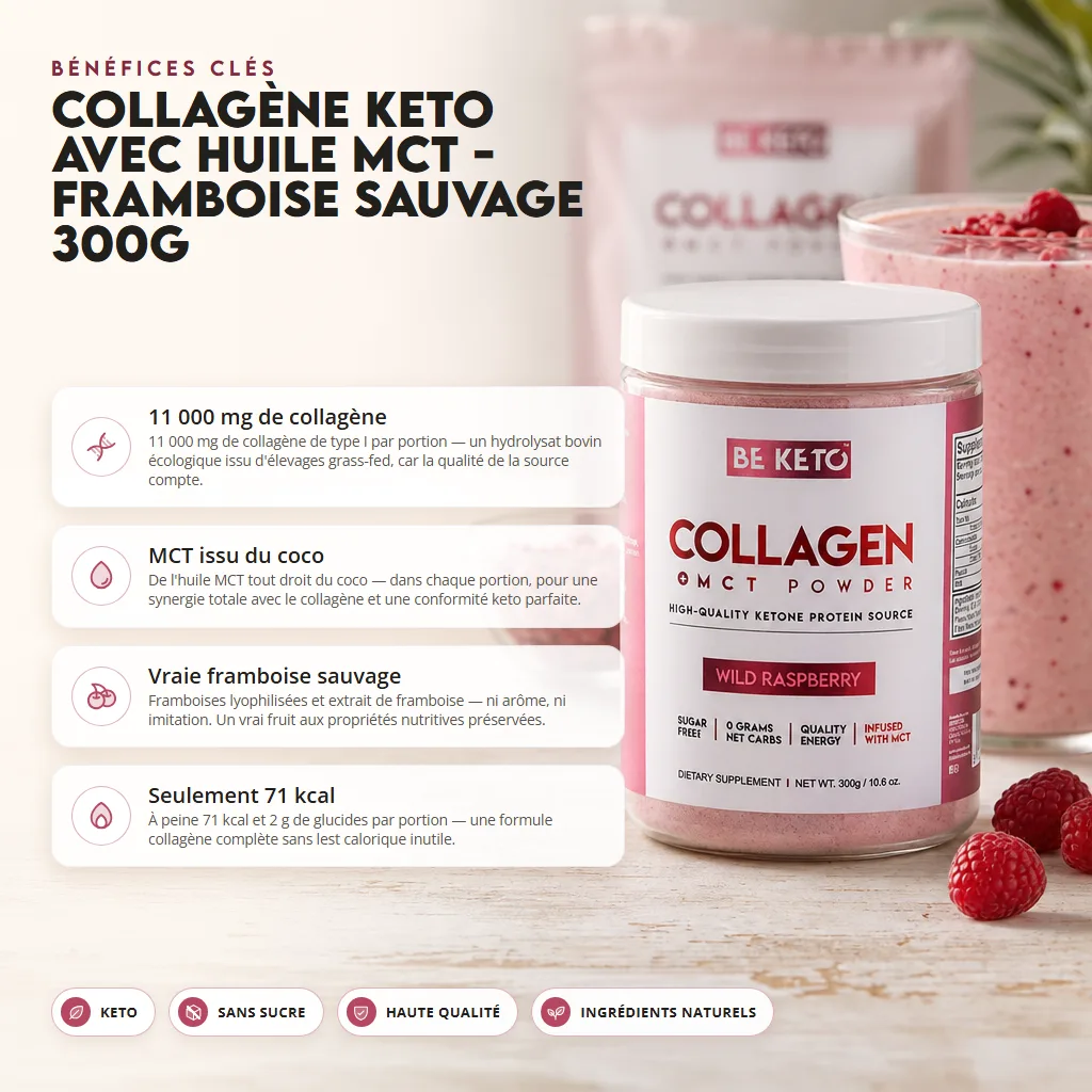 Collagène Keto + Huile MCT – Framboise Sauvage 300g