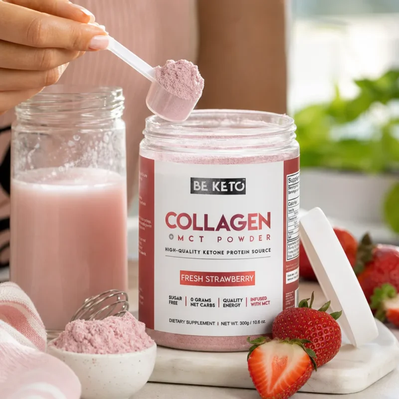 Collagène keto + huile mct – fraise fraîche 300g