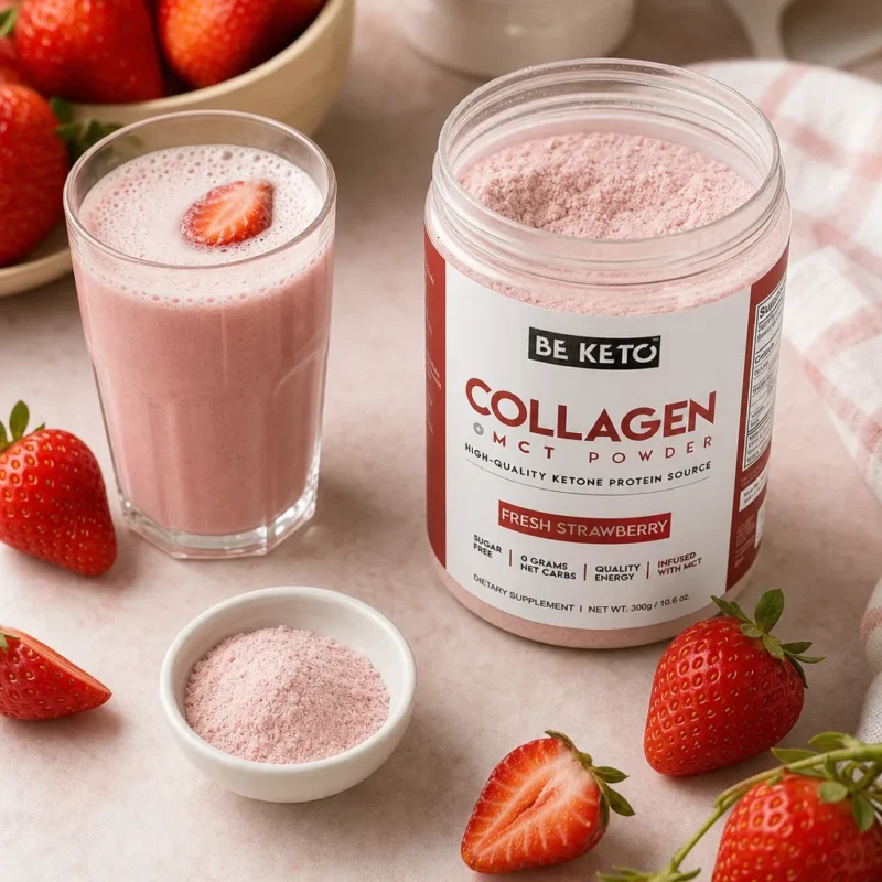 Collagène keto + huile mct – fraise fraîche 300g