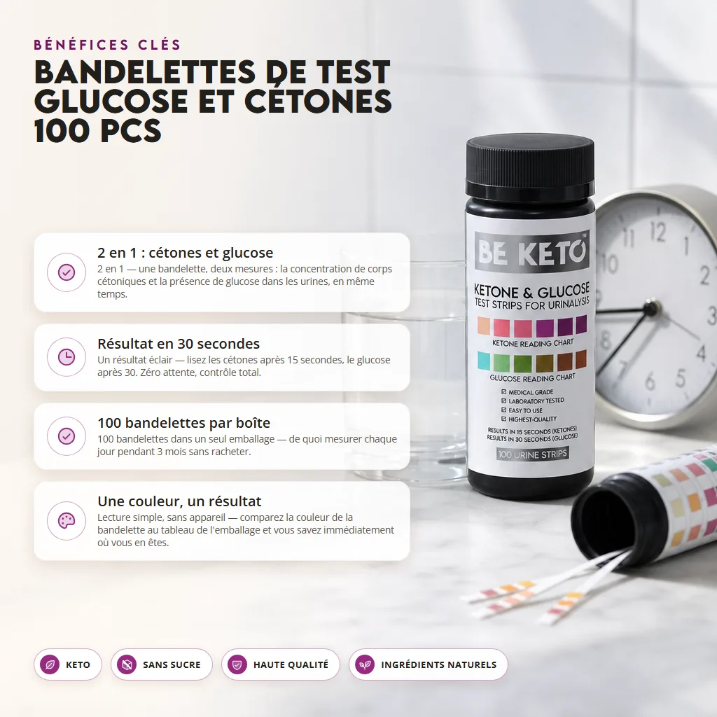 Bandelettes de test cétone et glucose 100pcs