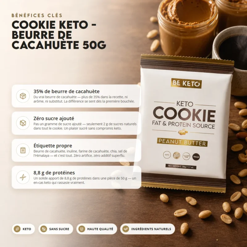 Biscuit Keto – Beurre de Cacahuètes 50g – Benefit Biscuit keto – beurre de cacahuètes 50g