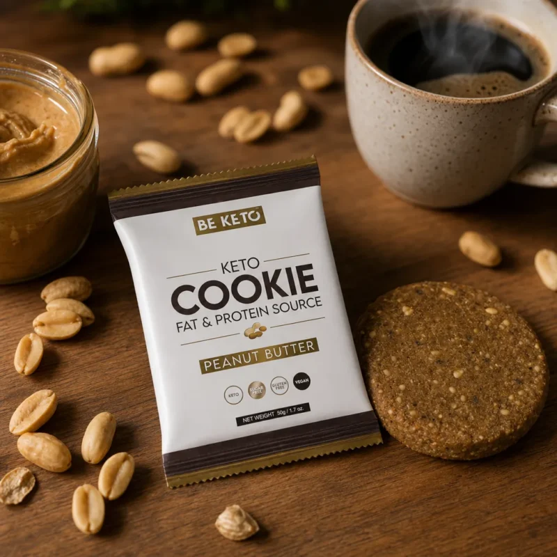 Biscuit Keto – Beurre de Cacahuètes 50g – Lifestyle 1 Biscuit keto – beurre de cacahuètes 50g
