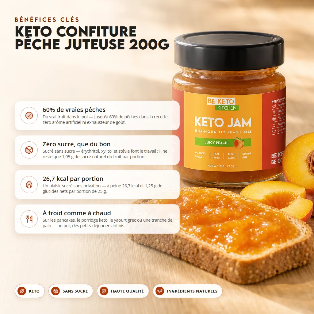 Confiture Keto – Pêche Juteuse 200g