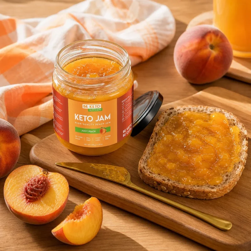 Confiture Keto – Pêche Juteuse 200g – Lifestyle 1 Confiture keto – pêche juteuse 200g