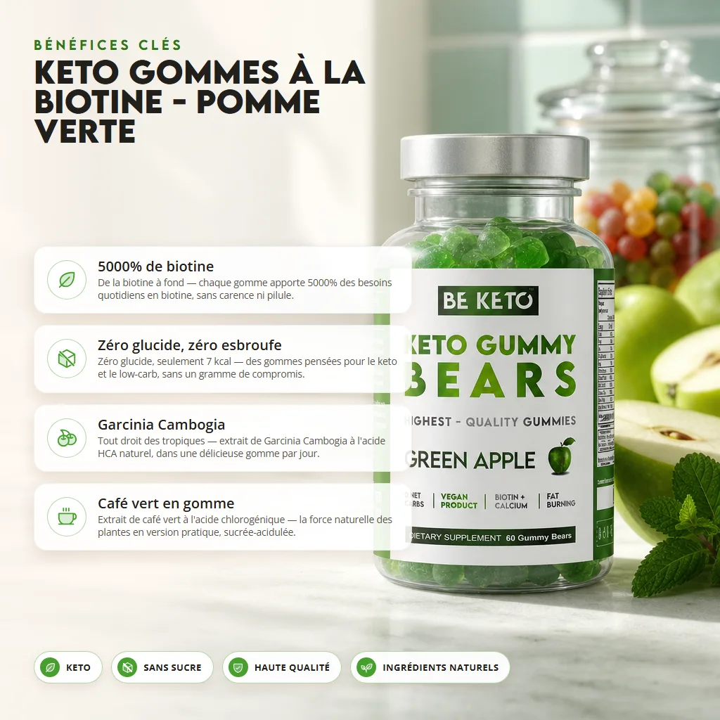 Oursons Céto à la Biotine – Pomme Verte