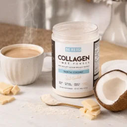 Collagène keto + huile mct – noix de coco & chocolat blanc 300g