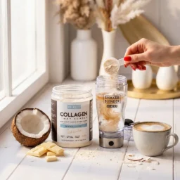 Collagène keto + huile mct – noix de coco & chocolat blanc 300g