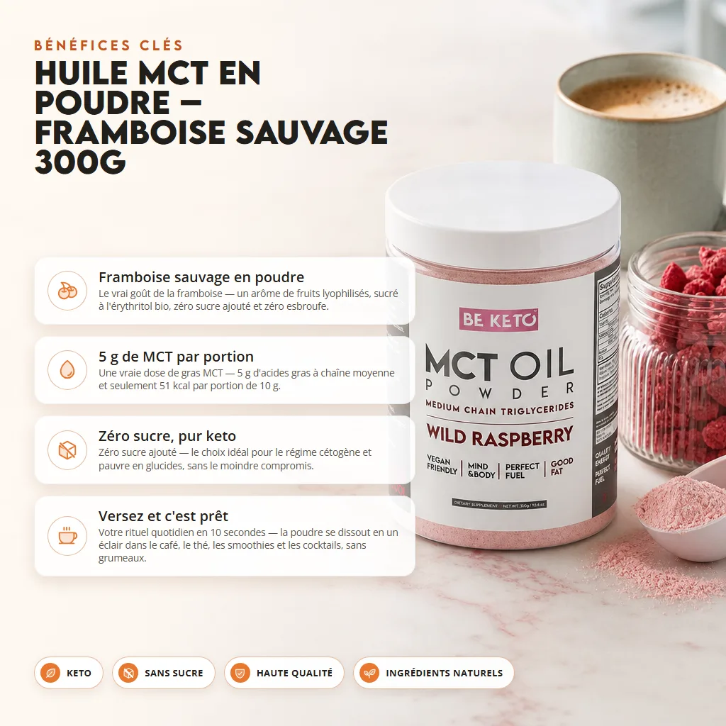 Poudre d’huile MCT – Framboise Sauvage 300g