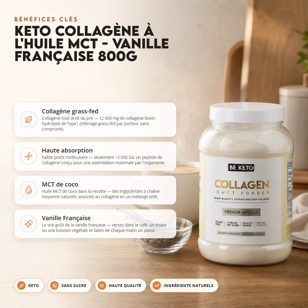 Collagène Keto + Huile MCT – Vanille Française 800g