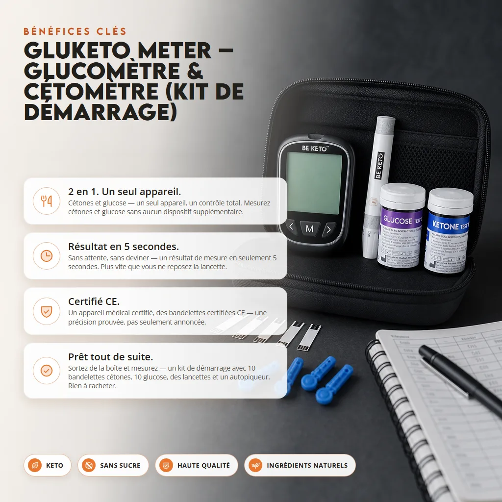 GluKeto Meter – Glucomètre et cétomètre (kit de démarrage)