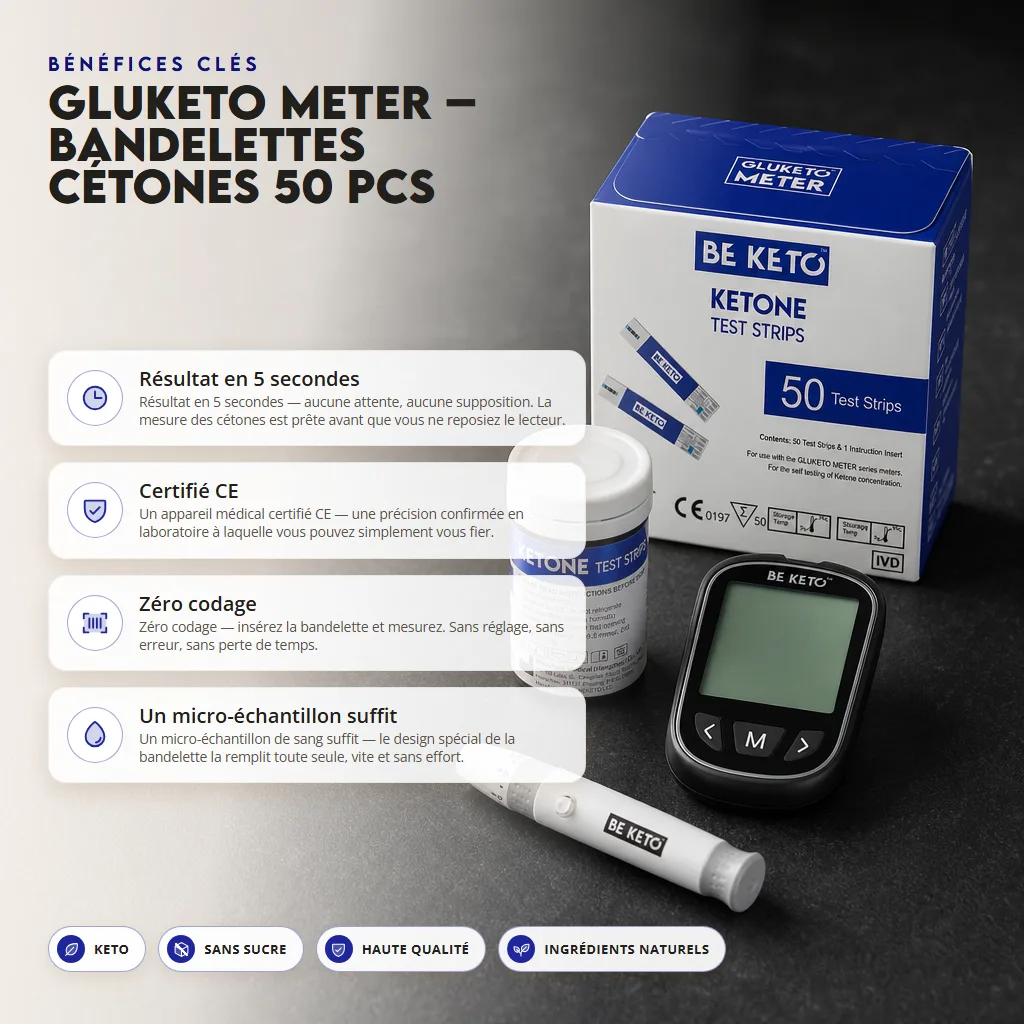 GluKeto Meter – Bandelettes de test cétoniques 50 pcs.