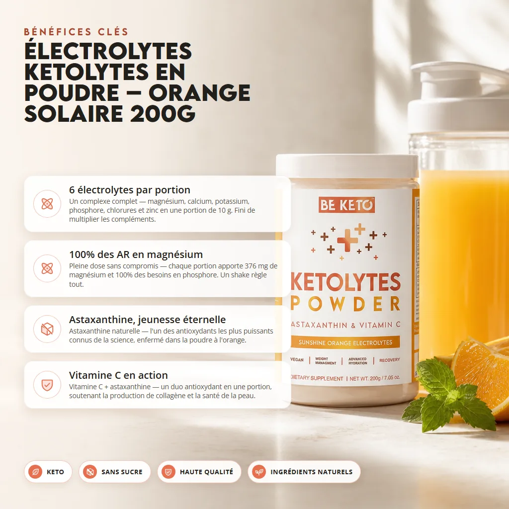 Poudre d’électrolytes Keto – Orange Ensoleillée 200g