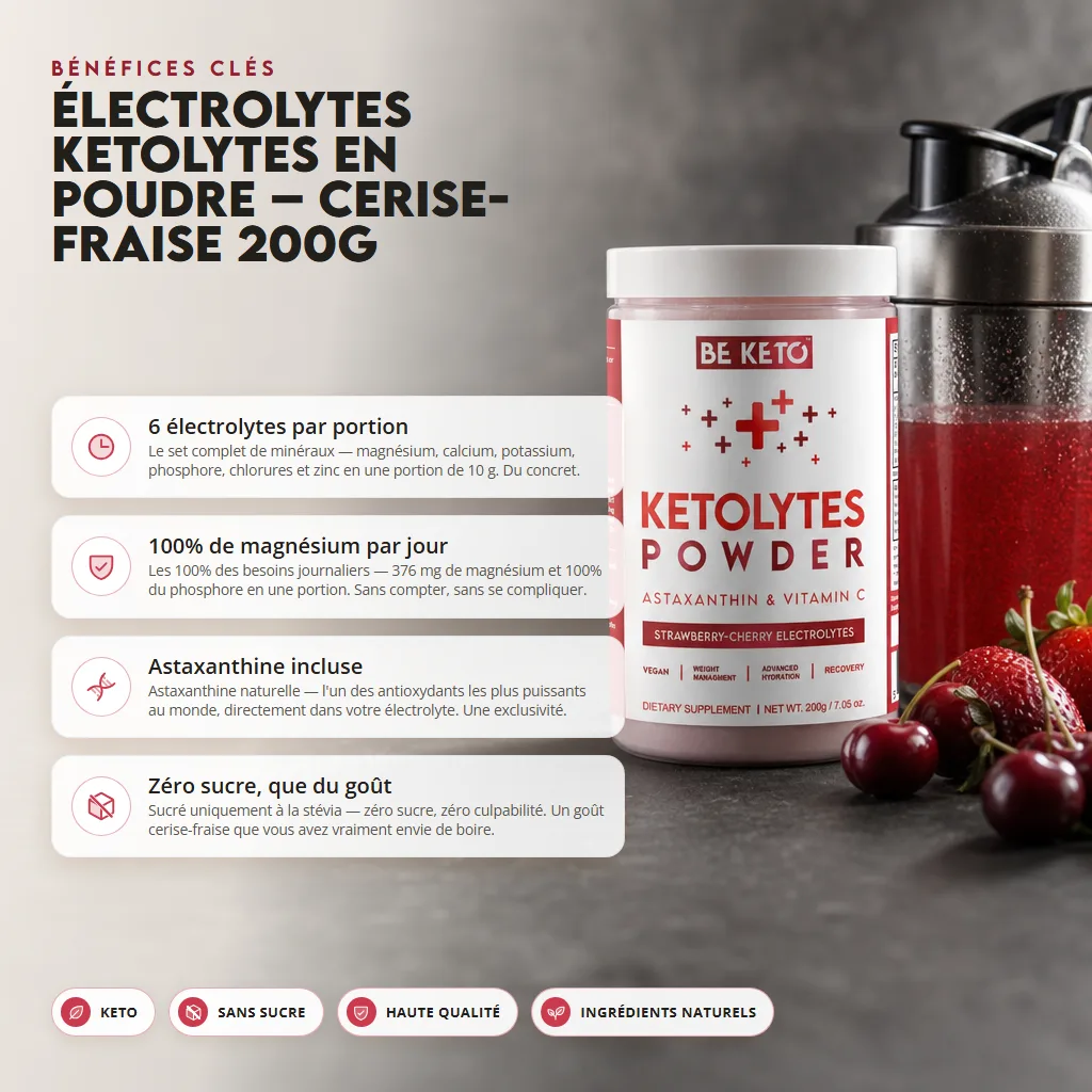 Poudre d’électrolytes Keto – Fraise Cerise 200g