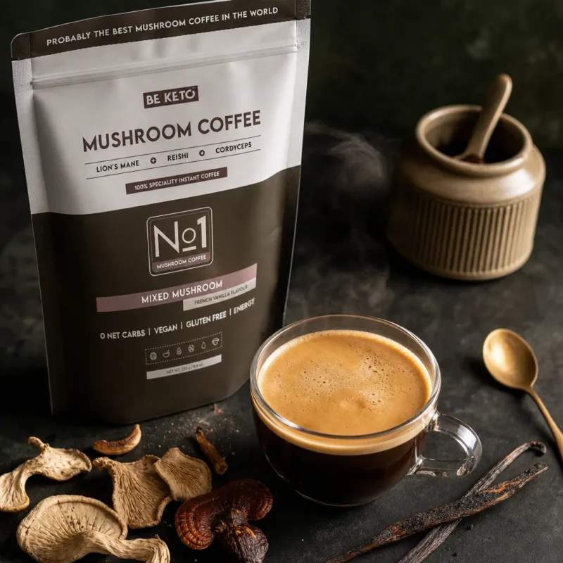 Café instantané – mushroom (crinière de lion & cordyceps & reishi) – vanille française 250g