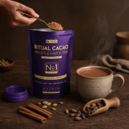 Cacao cérémonial – ritual (huile mct & fibre d’acacia) – cannelle & cardamome 250g