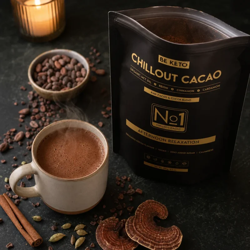 Cacao Cérémonial – Chillout (Huile MCT & Reishi) – Cannelle & Cardamome 250g – Lifestyle 2 Cacao cérémonial – chillout (huile mct & reishi) – cannelle & cardamome 250g