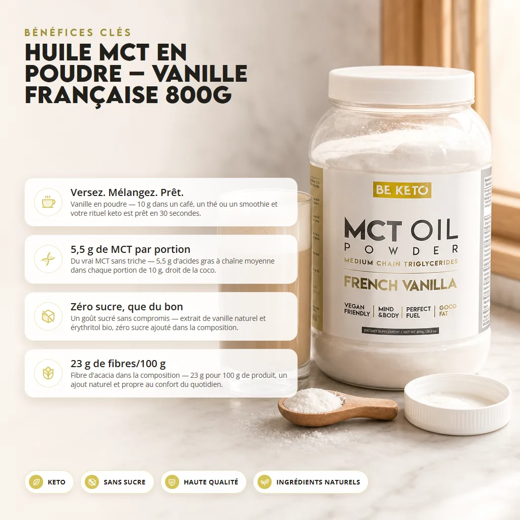 Poudre d’huile MCT – Vanille Française 800g