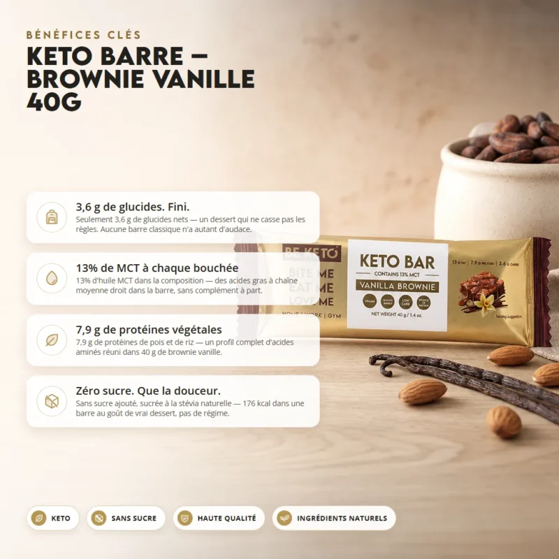 Barre keto – brownie à la vanille 40g