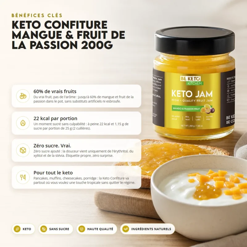 Confiture keto – mangue & fruit de la passion 200g