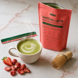 Matcha latte (huile mct c8 & collagène & ghee) – fraise naturelle 250g