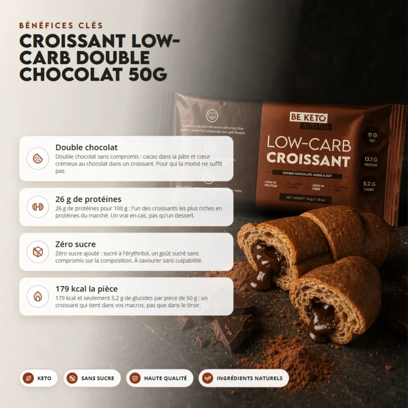 Croissant pauvre en glucides double chocolat 50g